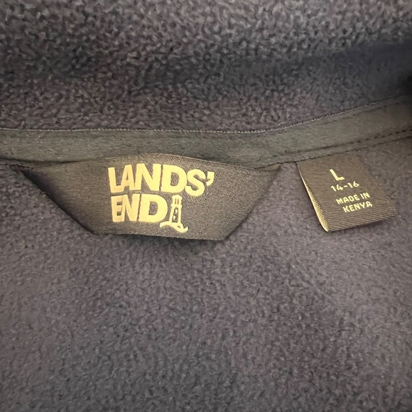 Lands' End Kids Lightweight Navy Fleece Quarter Zip Pullover, Size 14/16 - Picture 5 of 9